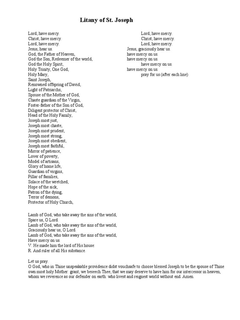 Litany of ST Joseph | PDF