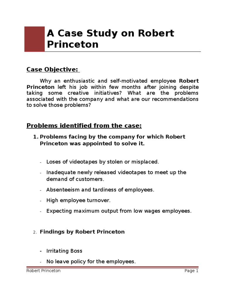 Employee Turnover Case Study: Robert Princeton | PDF | Turnover ...