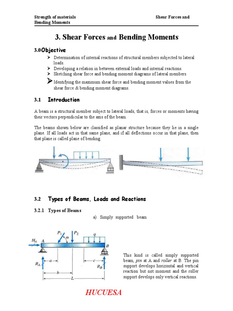 Shear Forces and Bending Moments Overview | PDF | Bending | Beam ...
