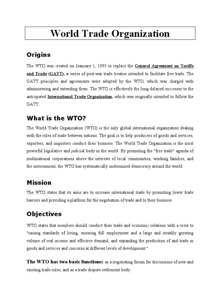 World Trade Organization | PDF | World Trade Organization | General ...