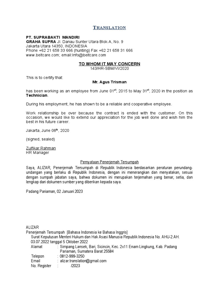 Employee Certificates and Translations | PDF | Languages | Foreign ...