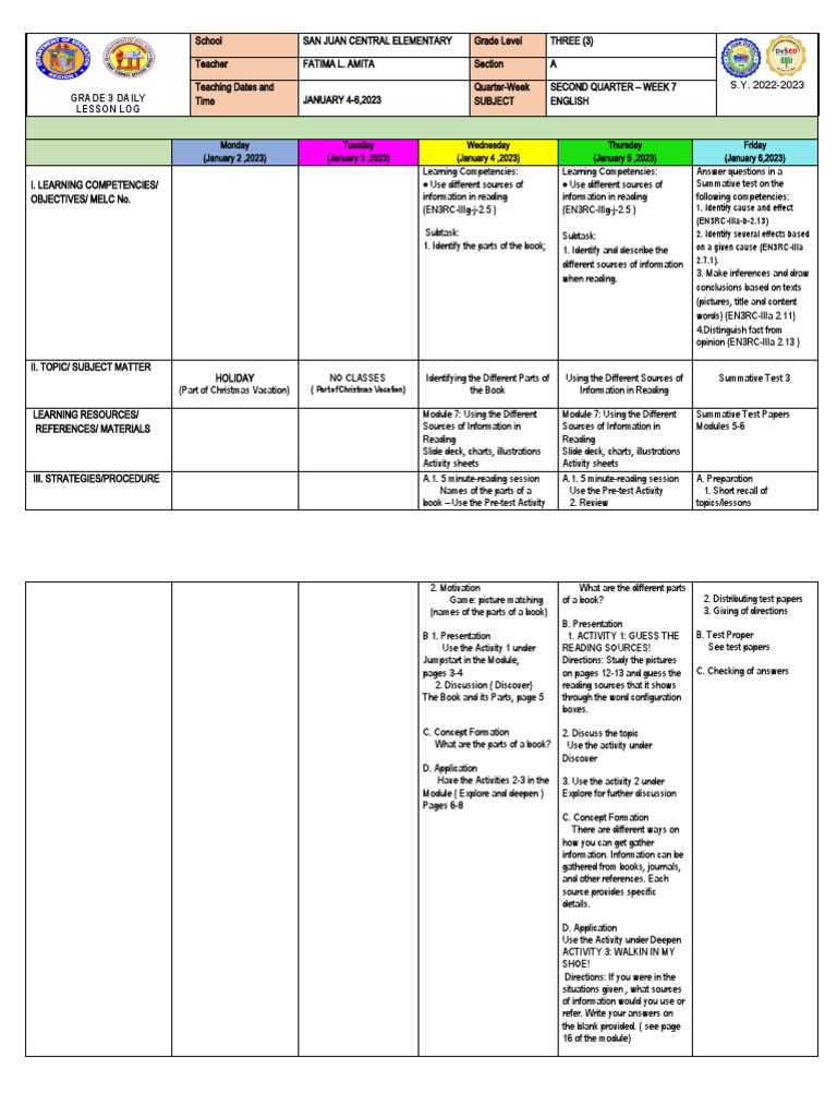 English Dll Q2 Week 7 Pdf Books Communication