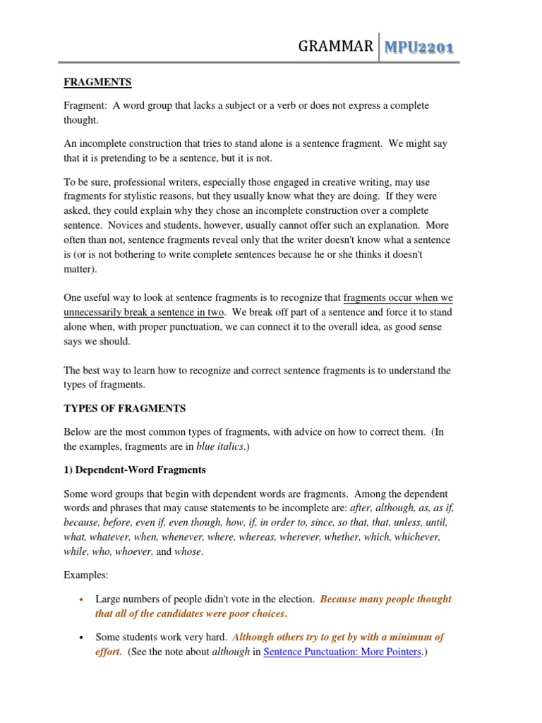 MPU 2201 Online Notes - 5 GRAMMAR F RO FP | PDF | Comma | Semantic Units