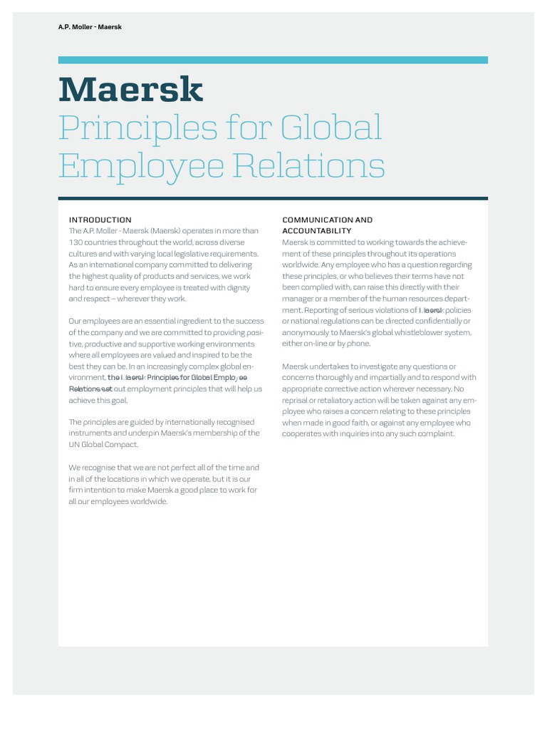 Maersk Principles For Global Employee Relations Oct 2019 v1 PDF