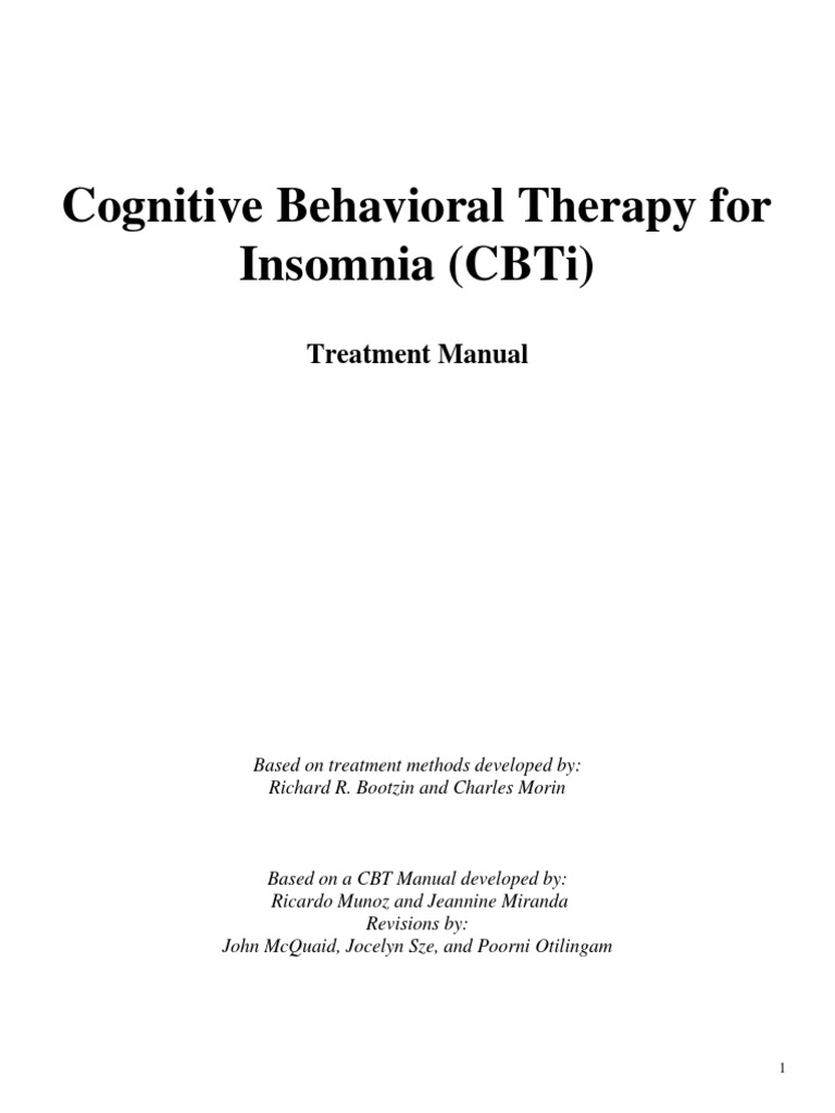 Cbti manual download free pdf sleep insomnia
