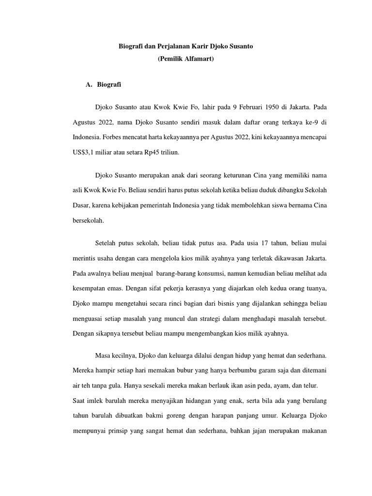 Biografi Dan Perjalanan Hidup Djoko Susanto | PDF