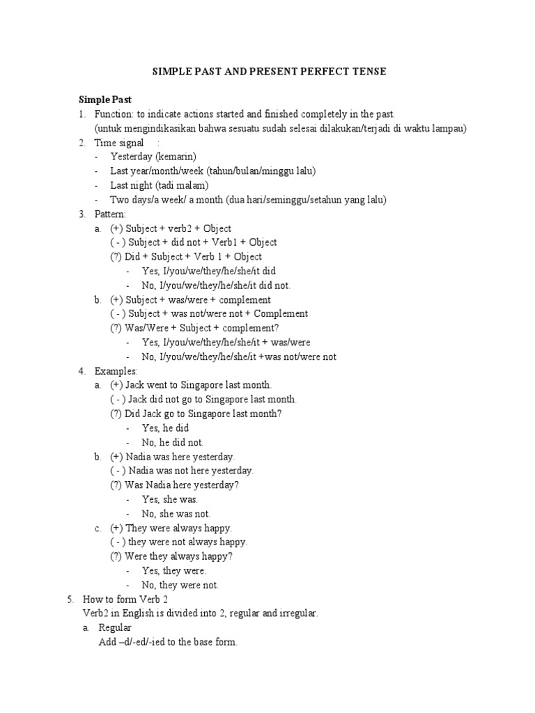 Simple Past vs Present Perfect Tense | PDF | Grammatical Tense | Verb