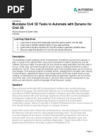 Class Handout CI322852 LMundane Civil 3 DTasksto Automatewith Dynamofor Civil 3 DStacey Morykin