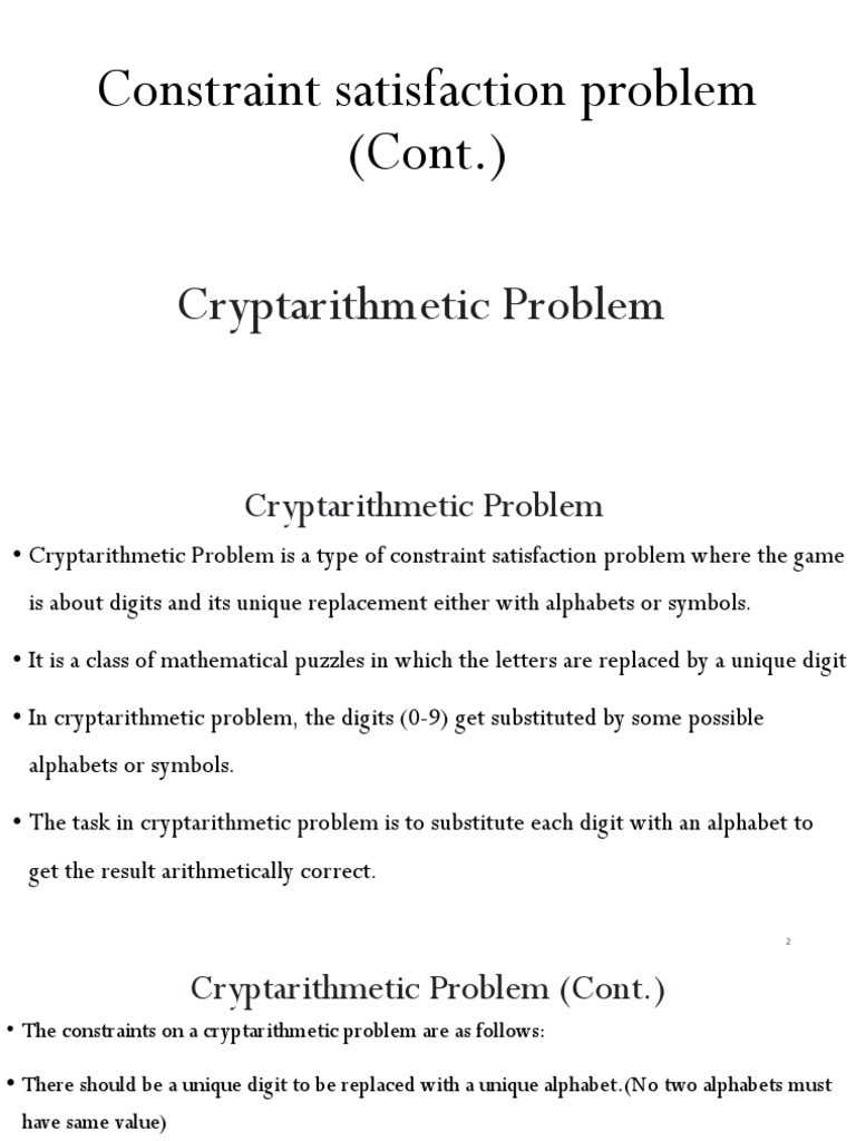 Cryptarithmetic problem pdf mathematical logic theoretical