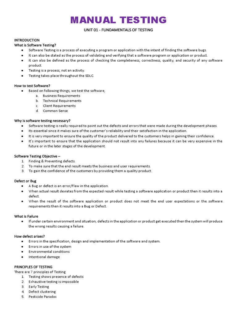 Manual Testing Notes