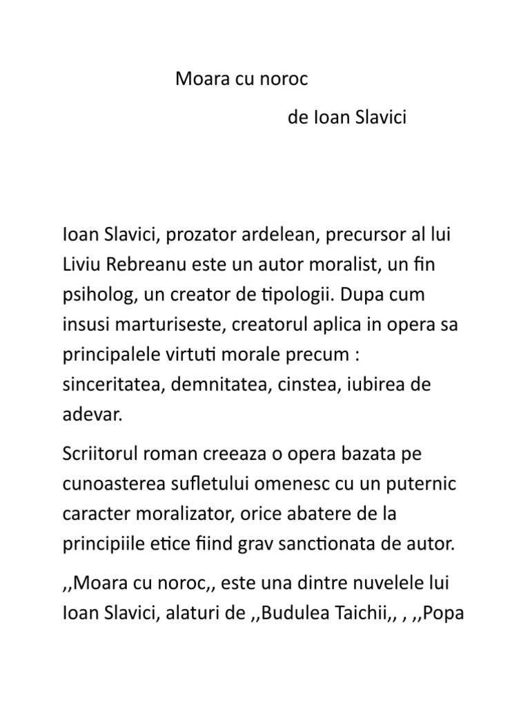 Relatie Incipit Final Moara Cu Noroc eseu moara cu noroc | PDF