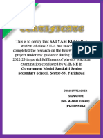 Student research project completion certificate