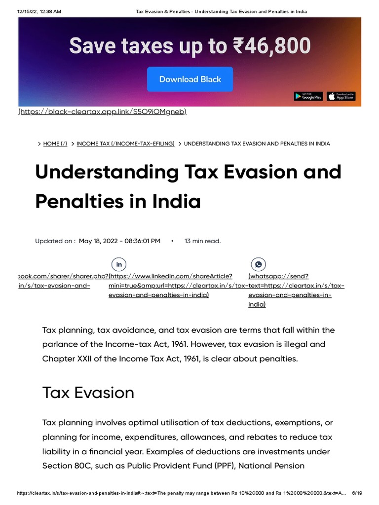 Tax Evasion & Penalties Understanding Tax Evasion and Penalties in