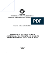 Influence of anaerobic pond effluent irrigation on groundwater quality