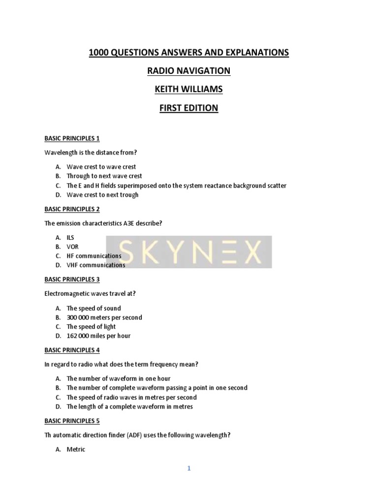 1000 Questions Answers and Explanations Radio Navigation Keith Williams