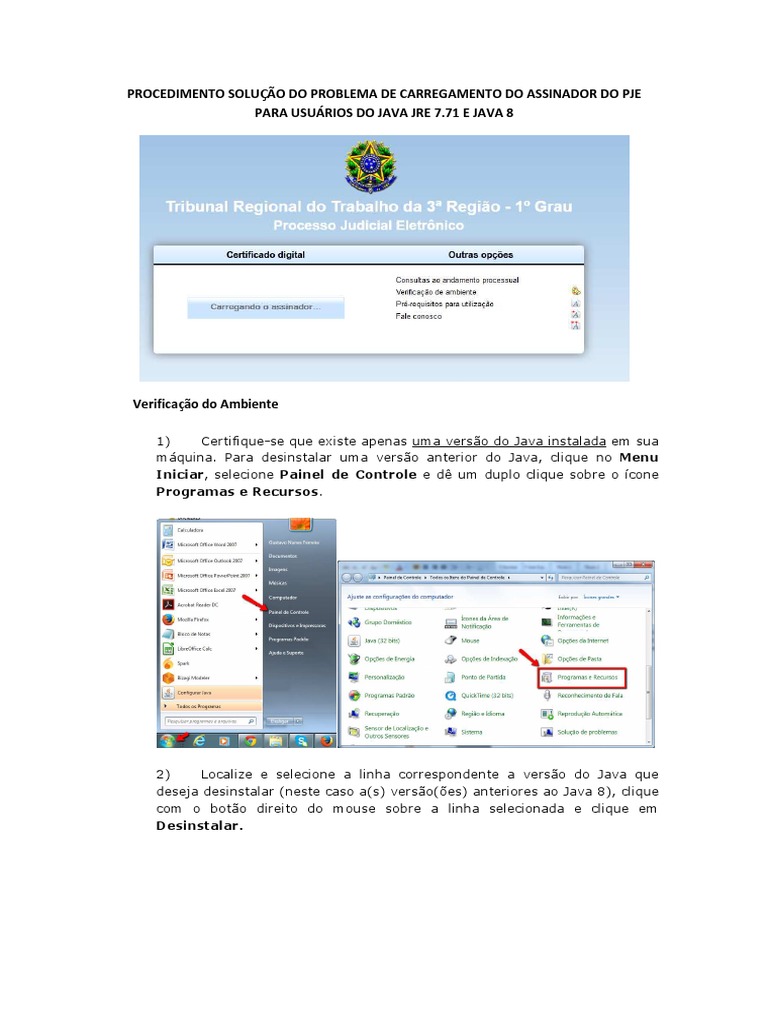 Roteiro Pje Assinador Java PDF