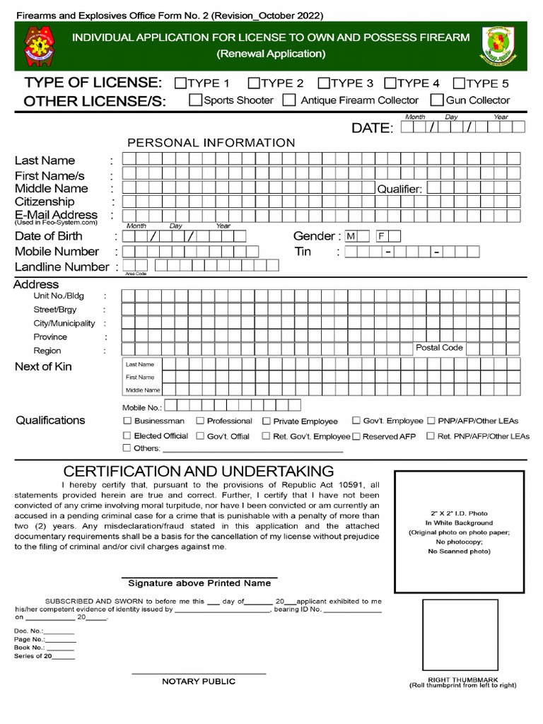 Feo form no 2 ltopf renewal application pdf