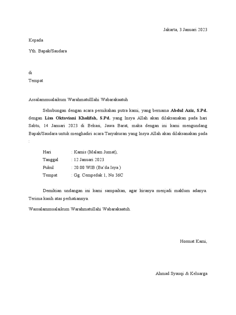 Undangan Tasyakuran | PDF