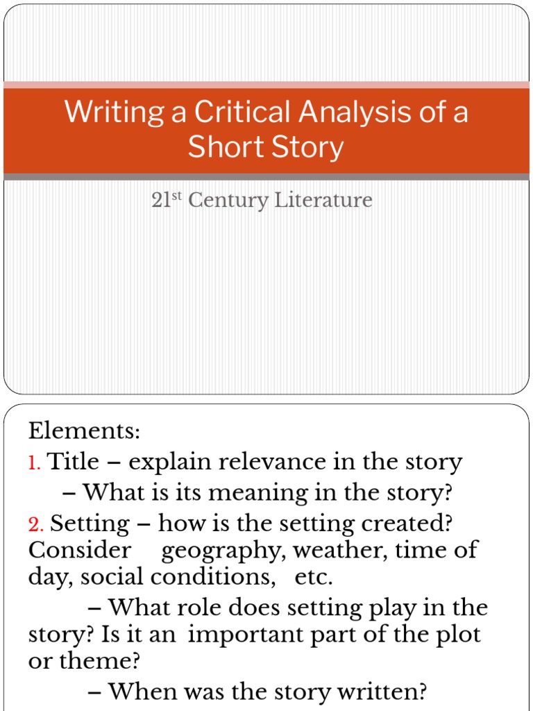 Writing A Critical Analysis of A Short Story 21st Century Dec.2 PDF