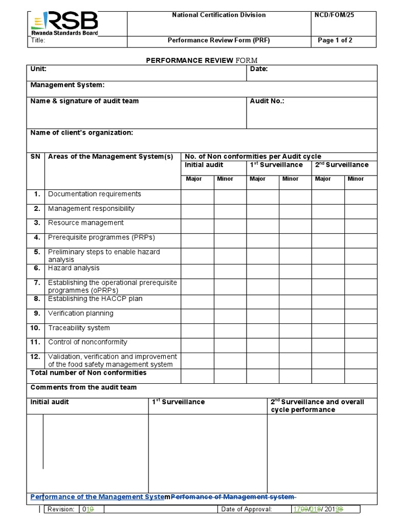 Perfomance Review Form | PDF