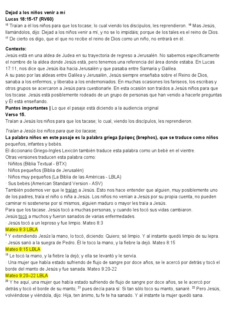 Dejad A Los Niños Venir A Mí | PDF | Jesús | Evangelio de Mateo