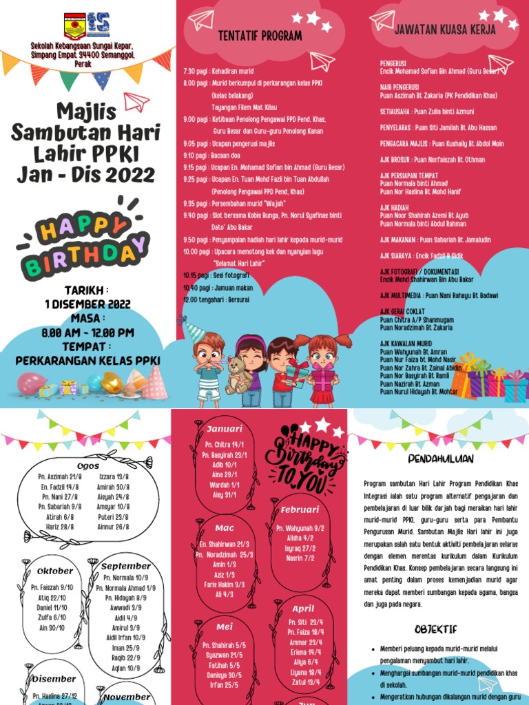 Majlis Sambutan Hari Lahir PPKI Jan - Dis 2022: Tentatif Program | PDF