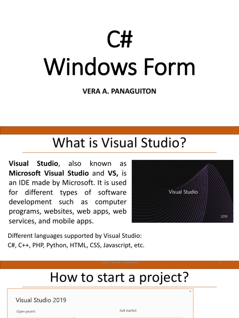 01csharp Visual Studio Environment PDF Microsoft Visual Studio
