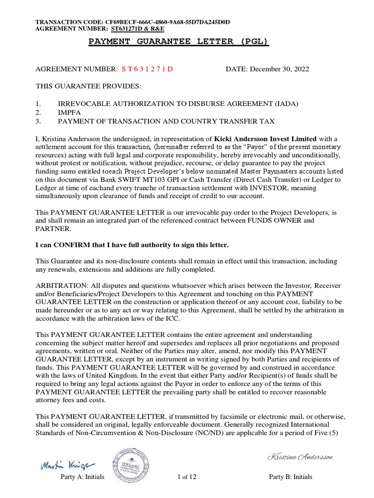 PGL Payor Draft NSJ - 6 | PDF | Guarantee | Payments