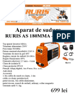 Aparat de Sudura RURIS AS 180 MMA 180 Ah