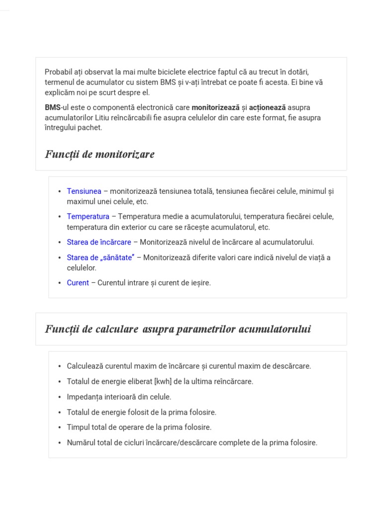Functiile Bms | PDF
