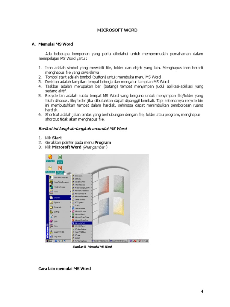 MICROSOFT WORD. Berikut Ini Langkah-Langkah Memulai MS Word. A. Memulai ...