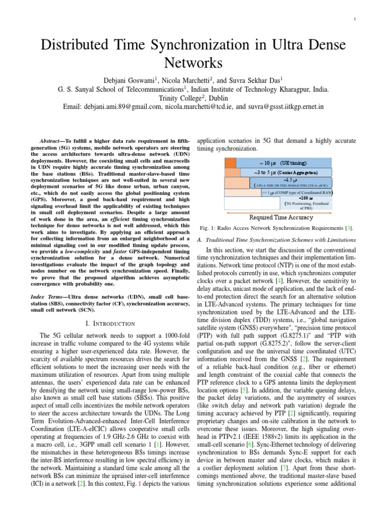 Distributed Time Synchronization in Ultra Dense Networks PDF