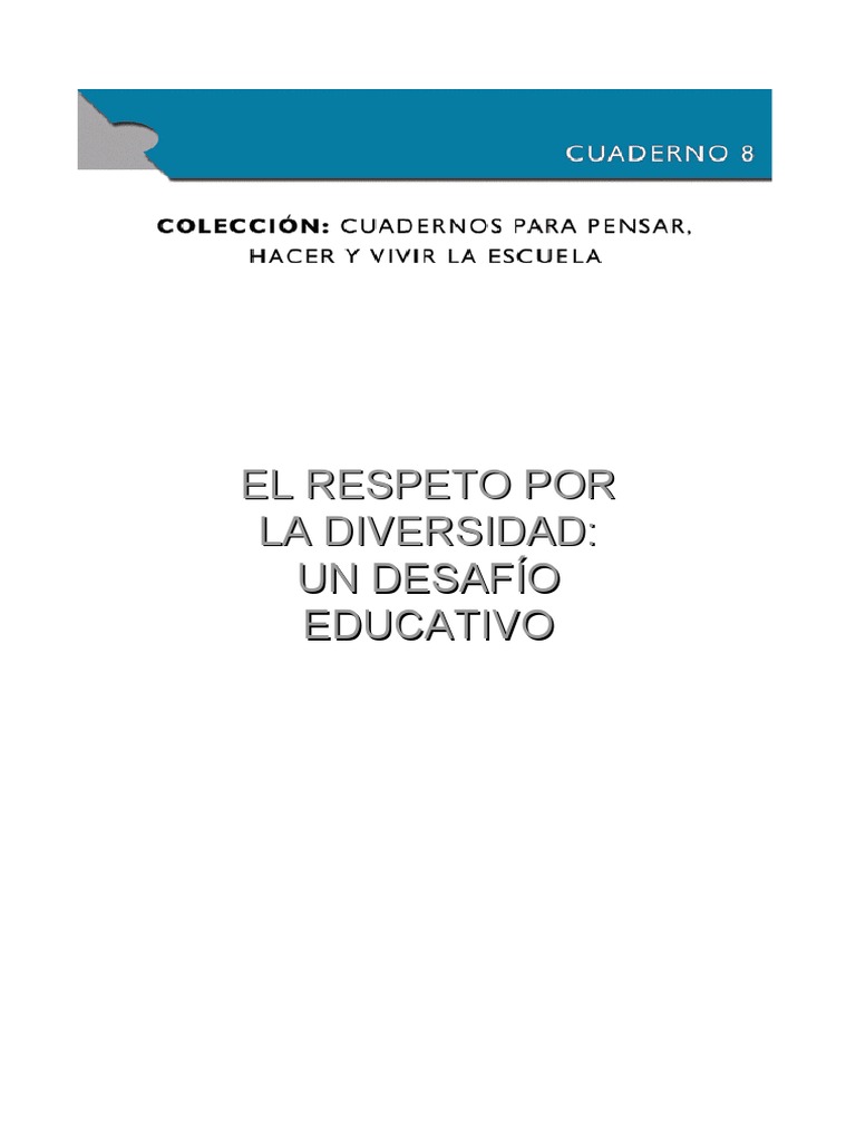 El Respeto Por La Diversidad, Un Desafio Educativo | PDF | Plan de ...