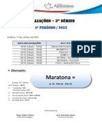 Calendário de Provas - 3 Série 4p (2022)