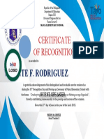Certificate of Recognition For Guest of Honor and Speaker