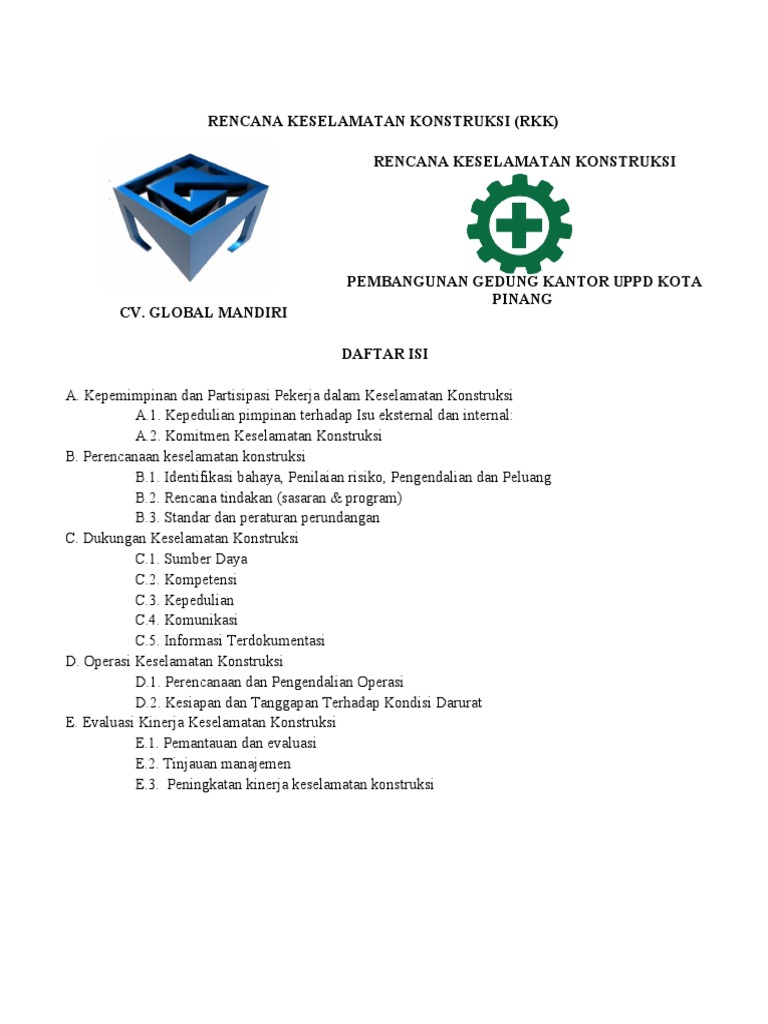 Rencana Keselamatan Konstruksi RKK | PDF