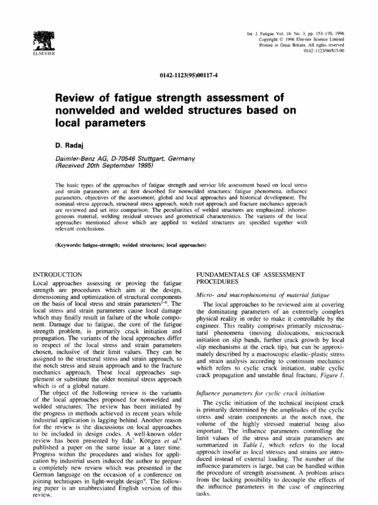 Review of Fatigue Strength Assessment of | PDF | Fracture | Fatigue ...