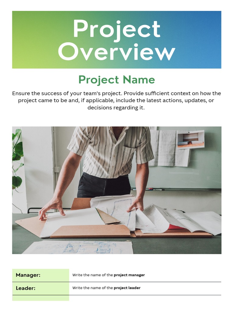 Project Overview Doc in Light Green Blue Vibrant Professional Style ...