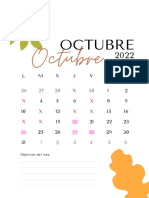 Calendario Octubre 2022 A4 Imprimible