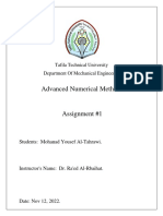 Tafila Technical University: Advanced Numerical Methods Assignment #1