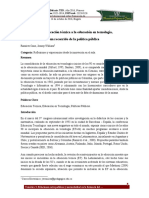 De La Educación Técnica A La Educación en Tecnología, Un Recorrido de La Política Pública