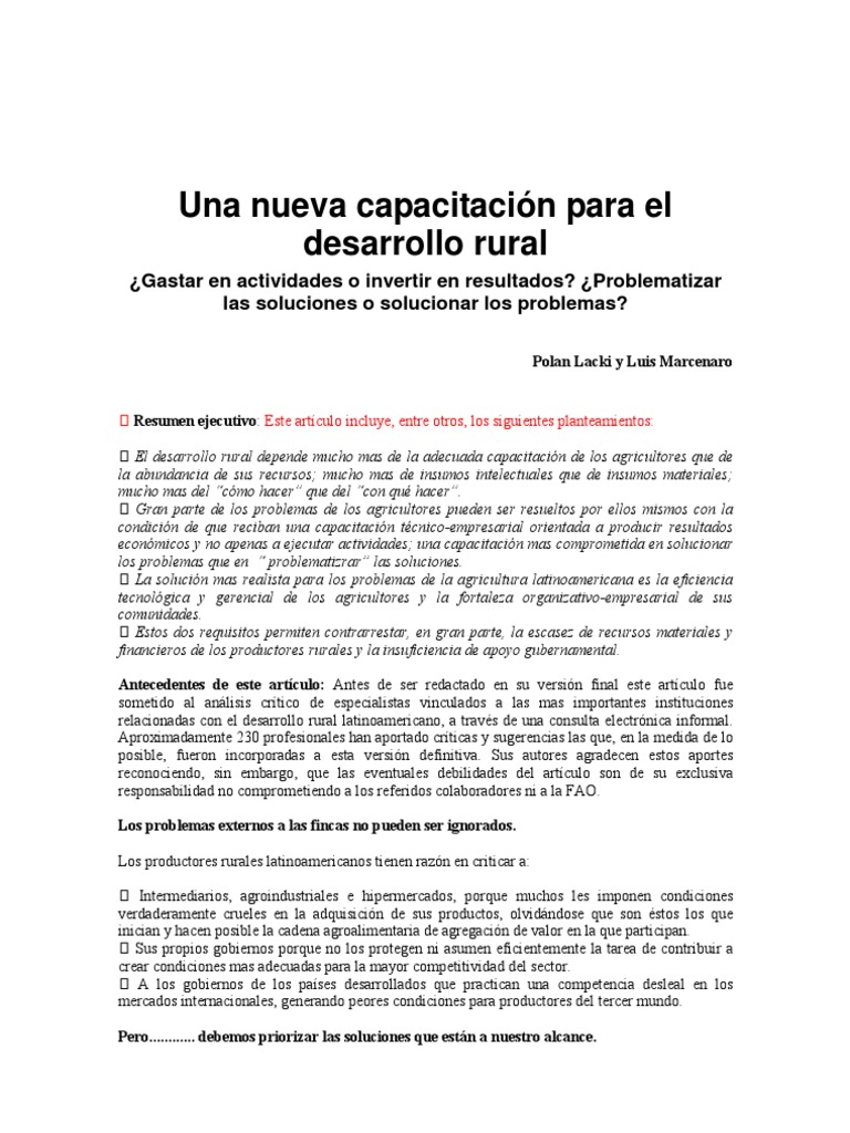 Nueva Capacitacion Desarrollo Rural | PDF | Agricultura | Toma de ...