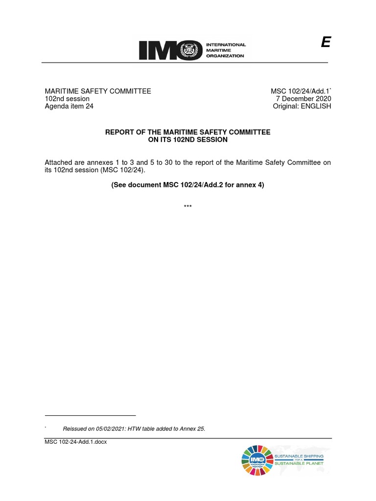 MSC 102-24-Add.1 - Report of The Maritime Safety CommitteeOn Its 102Nd ...