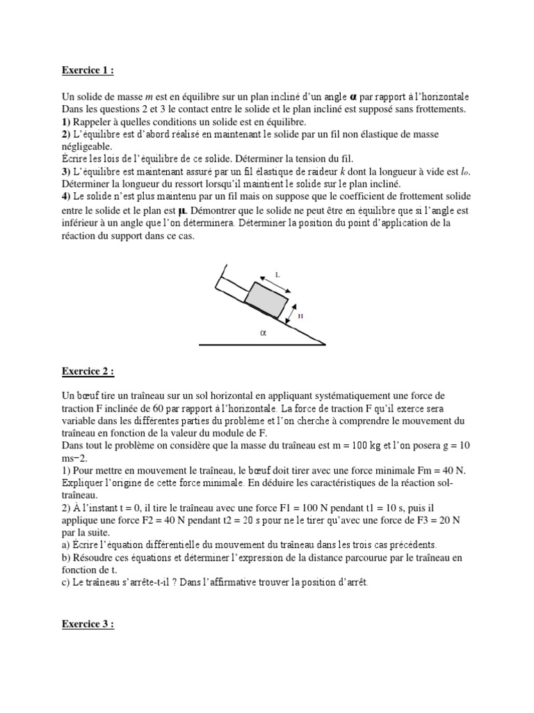 Bilan des forces : exercices corrigés | PDF | Obliger | Vitesse