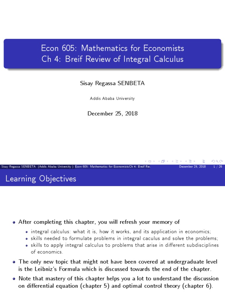 Integral Calculus for Economists | PDF | Integral | Calculus