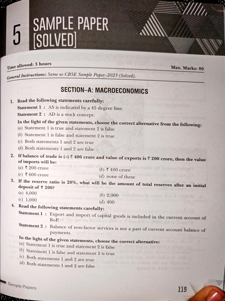 Economics Class 12 Sample Paper - Xamidea | PDF