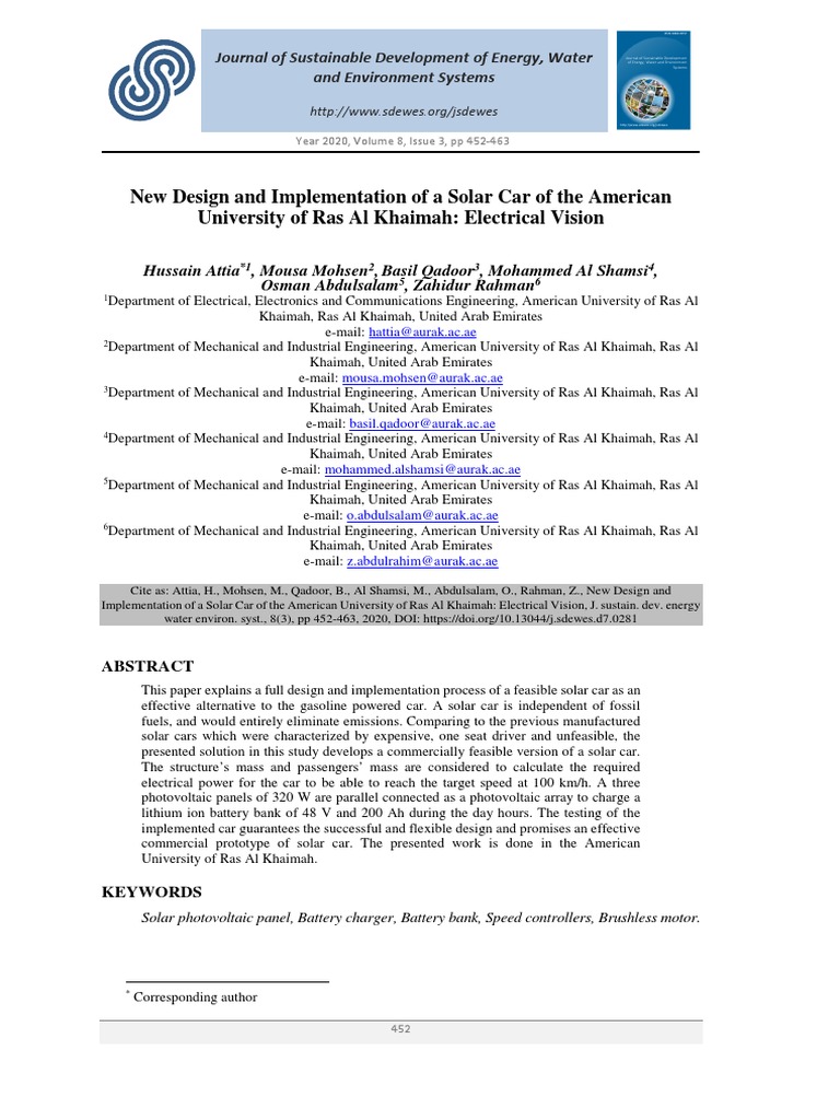 New Design and Implementation of A Solar Car | PDF | Photovoltaics ...