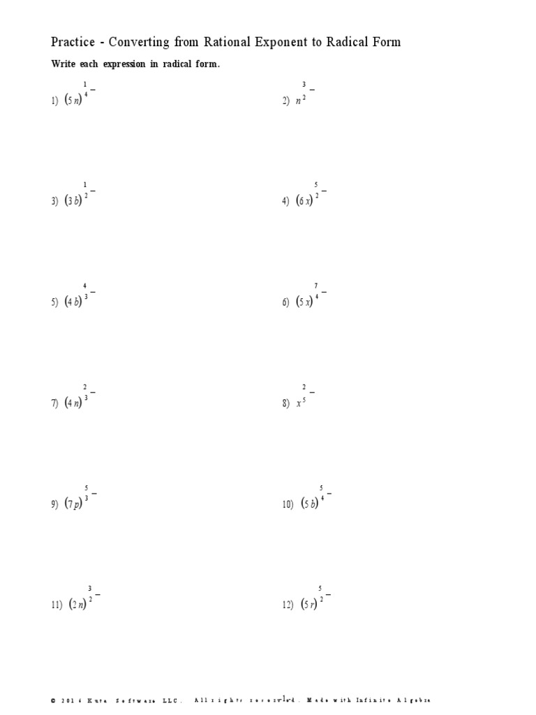 Converting From Rational Exponent To Radical Form | PDF | Mathematical ...