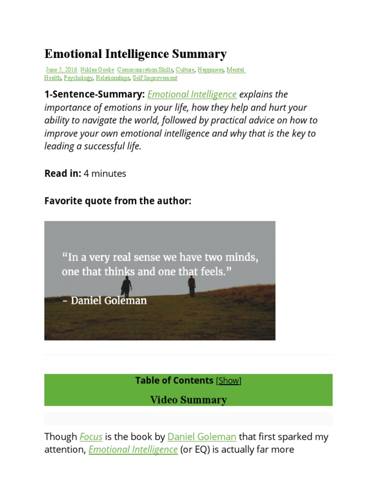 Emotional Intelligence Daniel | PDF | Science & Mathematics