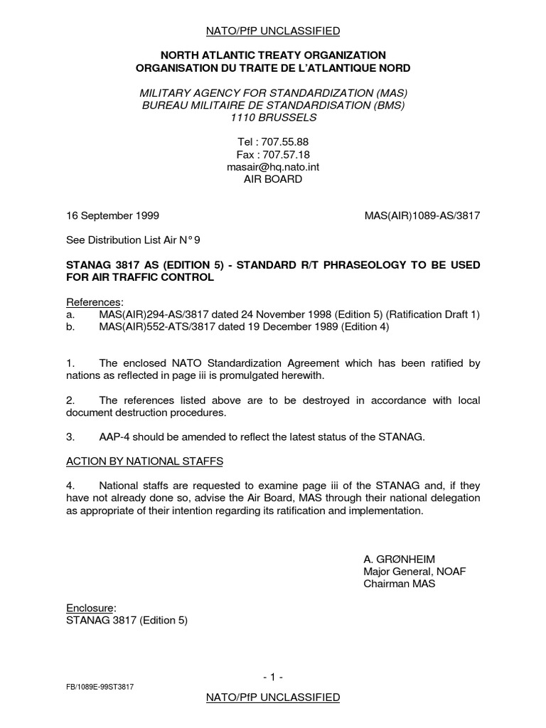 5C3 - ATC - Standard Phraseology NATO STANAG 3017 | PDF | Air Traffic ...